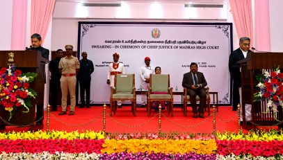 Thiru.R.N.Ravi, Hon’ble Governor of Tamil Nadu, administered the oath of office to Hon’ble Justice Thiru. Manindra Mohan Shrivastava as Chief Justice of The Madras High Court at Raj Bhavan, Chennai - 21.07.2025.