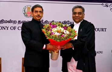 Thiru.R.N.Ravi, Hon’ble Governor of Tamil Nadu greeted newly sworn-in Madras High Court Chief Justice Hon’ble Thiru. Manindra Mohan Shrivastava at Raj Bhavan, Chennai - 21.07.2025.