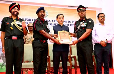 Thiru. R.N.Ravi, Hon'ble Governor of Tamil Nadu honoured the 16 Madras, 35 Field Regiment, Ordnance Depot Avadi and 65 Company Army Service Corps (Supply) Type 'D' with Unit Citations for their selfless service to the Nation at the commendation function and conferring citations to the Armed Forces at Raj Bhavan, Chennai on 25.07.2025. Lt.Gen. Karanbir Singh Brar, PVSM, AVSM, GOC, Dakshin Bharat Area, Chennai and other dignitaries were present.