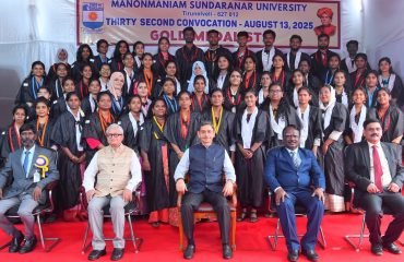 Thiru. R.N.Ravi, Hon’ble Governor of Tamil Nadu and Chancellor, Manonmaniam Sundaranar University presented the medals and degrees to 37,376 students at 32nd Convocation of the Manonmaniam Sundaranar University at V.O. Chidambaranar Auditorium, Manonmaniam Sundaranar University, Tirunelveli on 13.08.2025. Prof. A.P.Dimri, Director, Indian Institute of Geomagnetism, Department of Science and Technology, Government of India, Mumbai participated as chief guest and delivered the convocation address. Prof. Dr. N.Chandrasekar, Vice-Chancellor, Manonmaniam Sundaranar University and other dignitaries were present.