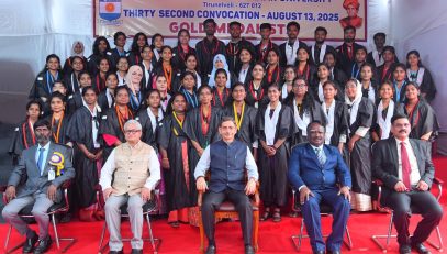 Thiru. R.N.Ravi, Hon’ble Governor of Tamil Nadu and Chancellor, Manonmaniam Sundaranar University presented the medals and degrees to 37,376 students at 32nd Convocation of the Manonmaniam Sundaranar University at V.O. Chidambaranar Auditorium, Manonmaniam Sundaranar University, Tirunelveli on 13.08.2025. Prof. A.P.Dimri, Director, Indian Institute of Geomagnetism, Department of Science and Technology, Government of India, Mumbai participated as chief guest and delivered the convocation address. Prof. Dr. N.Chandrasekar, Vice-Chancellor, Manonmaniam Sundaranar University and other dignitaries were present.