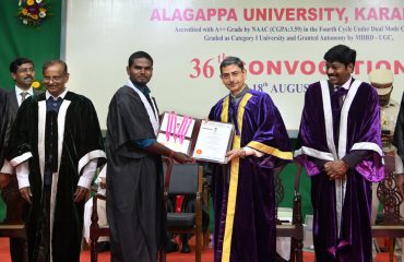 Thiru. R.N.Ravi, Hon’ble Governor of Tamil Nadu and Chancellor, Alagappa University presented the medals and degrees to 43,142 students at 36th Convocation of the Alagappa University at Convocation Auditorium, Alagappa University, Karaikudi on 18.08.2025. Dr. V.Narayanan, Chairman, Indian Space Research Organisation (ISRO), Bengaluru and Secretary, Department of Space, Govt. of India participated as chief guest and delivered the convocation address. Prof. G. Ravi, Vice-Chancellor, Alagappa University and other dignitaries were present.