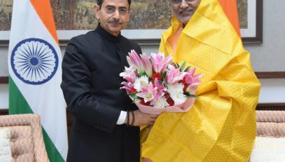 Thiru.R.N. Ravi, Hon'ble Governor of Tamil Nadu, called on Thiru. C.P.Radhakrishnan, Hon'ble Vice-President of India, at Vice-President's Enclave, New Delhi - 23.09.2025.