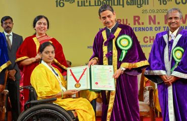 Thiru. R.N.Ravi, Hon’ble Governor of Tamil Nadu and Chancellor, Tamil Nadu Open University presented the medals and degrees to 7,972 students at 16th Convocation of the Tamil Nadu Open University at Convocation Hall, Tamil Nadu Open University, Chennai - 25.09.2025. Prof. (Dr.) Ami U. Upadhyay, Vice-Chancellor, Dr.Babasaheb Ambedkar Open University, Ahmedabad, Gujarat participated as chief guest and delivered the convocation address. Prof. S.Arumugam, Vice-Chancellor, Tamil Nadu Open University and other dignitaries were present.