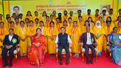 Thiru. R.N.Ravi, Hon’ble Governor of Tamil Nadu and Chancellor, Tamil Nadu Open University presented the medals and degrees to 7,972 students at 16th Convocation of the Tamil Nadu Open University at Convocation Hall, Tamil Nadu Open University, Chennai - 25.09.2025. Prof. (Dr.) Ami U. Upadhyay, Vice-Chancellor, Dr.Babasaheb Ambedkar Open University, Ahmedabad, Gujarat participated as chief guest and delivered the convocation address. Prof. S.Arumugam, Vice-Chancellor, Tamil Nadu Open University and other dignitaries were present.