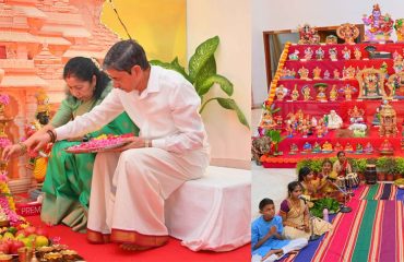 Thiru.R.N.Ravi, Hon’ble Governor of Tamil Nadu and Tmt.Laxmi Ravi, First Lady of Tamil Nadu, performed Navaratri Puja and witnessed the Bhajan performance of the students of Vivekananda Vidyalaya School, Vysarpadi, Chennai on the occasion of Navaratri Kolu celebration at Raj Bhavan, Chennai - 29.09.2025. Hundreds of general public participated on the 8th day of Navaratri Kolu festival at Raj Bhavan, Chennai. With more than 2,400 present and over 16,000 joining virtually since day one, this vibrant celebration pulses with living devotion, rich culture, and joyous festivity, strengthening the oneness of our society and weaving a radiant tapestry of collective spirit and celebration.