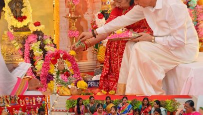 Thiru.R.N.Ravi, Hon’ble Governor of Tamil Nadu and Tmt.Laxmi Ravi, First Lady of Tamil Nadu, performed Navaratri Puja and witnessed the Bhajan performance of the Mayilai Raghumayi Raman Challengers Music Band on the occasion of Navaratri Kolu celebration at Raj Bhavan, Chennai - 01.10.2025. Hundreds of general public participated on the 10th and final day of Navaratri Kolu festival at Raj Bhavan, Chennai.