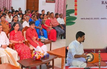 Thiru.R.N.Ravi, Hon’ble Governor of Tamil Nadu and Tmt.Laxmi Ravi, First Lady of Tamil Nadu, performed Navaratri Puja and witnessed the Veena recital by Tmt.Veena Venkatramani, Bharatanatyam performance of students of Tmt. Anusha Girish and Carnatic Vocals by Tmt. Maitrayee Badrinarayanan on the occasion of Navaratri Kolu celebration at Raj Bhavan, Chennai - 01.10.2025. Hundreds of general public participated on the 10th and final day of Navaratri Kolu festival at Raj Bhavan, Chennai.