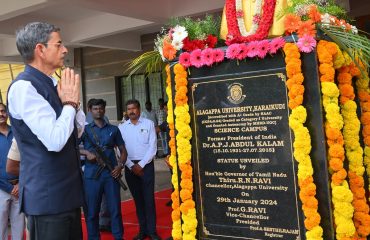 Thiru. R.N.Ravi, Hon’ble Governor of Tamil Nadu paid floral tribute to Dr.A.P.J. Abdul Kalam, Former President of India and Bharat Ratna on his birth anniversary at Scientific Block, Alagappa University Campus, Karaikudi, Sivaganga District - 15.10.2025