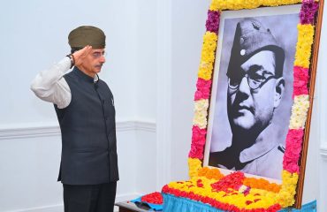 Thiru.R.N.Ravi, Hon'ble Governor of Tamil Nadu, paid floral tribute to the portrait of Netaji Subhas Chandra Bose at Raj Bhavan, Chennai on 21.10.2025, commemorating the anniversary of establishing the Provisional Government of Free India on this date in 1943 under Netaji's charismatic leadership.