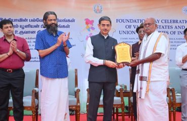 Thiru. R.N. Ravi, Hon'ble Governor of Tamil Nadu, on the occasion of the Foundation Day Celebrations of various States and Union Territories (Tamil Nadu, Andhra Pradesh, Chandigarh, Chhattisgarh, Haryana, Karnataka, Kerala, Delhi, Madhya Pradesh, Punjab, Uttarakhand, Andaman & Nicobar Island, Jammu & Kashmir, Lakshadweep, Puducherry and Ladakh) felicitated 34 distinguished individuals from various walks of life from those states and union territories who are now settled and residing in Tamil Nadu, contributing significantly to the society and development of Tamil Nadu through their dedicated services at the function held at Bharathiar Mandapam, Raj Bhavan, Chennai - 01.11.2025. More than 1000 number of students and participants enthusiastically participated in the Foundation Day Celebrations.