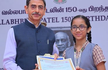 Thiru. R.N. Ravi, Hon'ble Governor of Tamil Nadu participated as chief guest and distributed prizes to the student winners of the Competition conducted by Sardar Vallabhbhai Patel Memorial Trust at the 150th Birthday Celebration of Sardar Vallabhbhai Patel at Raj Bhavan, Chennai - 31.10.2025. Thiru.P.S. Ramamohan Rao, Former Governor of Tamil Nadu, Thiru. N. Gopalaswamy, Former Chief Election Commissioner, Dr. N. R. Dave, Chairman, Sardar Vallabhbhai Patel Memorial Trust, Chennai, Thiru. K. N. Ramaswamy, Director, Bhavan’s Chennai Kendra and other dignitaries were present.