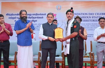 Thiru. R.N. Ravi, Hon'ble Governor of Tamil Nadu, on the occasion of the Foundation Day Celebrations of various States and Union Territories (Tamil Nadu, Andhra Pradesh, Chandigarh, Chhattisgarh, Haryana, Karnataka, Kerala, Delhi, Madhya Pradesh, Punjab, Uttarakhand, Andaman & Nicobar Island, Jammu & Kashmir, Lakshadweep, Puducherry and Ladakh) felicitated 34 distinguished individuals from various walks of life from those states and union territories who are now settled and residing in Tamil Nadu, contributing significantly to the society and development of Tamil Nadu through their dedicated services at the function held at Bharathiar Mandapam, Raj Bhavan, Chennai - 01.11.2025. More than 1000 number of students and participants enthusiastically participated in the Foundation Day Celebrations.