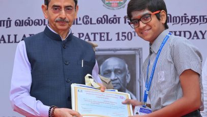 Thiru. R.N. Ravi, Hon'ble Governor of Tamil Nadu participated as chief guest and distributed prizes to the student winners of the Competition conducted by Sardar Vallabhbhai Patel Memorial Trust at the 150th Birthday Celebration of Sardar Vallabhbhai Patel at Raj Bhavan, Chennai - 31.10.2025. Thiru.P.S. Ramamohan Rao, Former Governor of Tamil Nadu, Thiru. N. Gopalaswamy, Former Chief Election Commissioner, Dr. N. R. Dave, Chairman, Sardar Vallabhbhai Patel Memorial Trust, Chennai, Thiru. K. N. Ramaswamy, Director, Bhavan’s Chennai Kendra and other dignitaries were present.