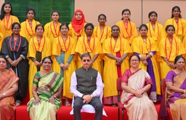 Thiru. R.N.Ravi, Hon’ble Governor of Tamil Nadu and Chancellor, Mother Teresa Women's University, Kodaikanal presented the medals and degrees to 8,143 students at 32nd Convocation of the Mother Teresa Women's University at Paavaiyar Arangam, Mother Teresa Women's University, Kodaikanal, Dindigul District - 06.11.2025. Prof.Geetanjali Dash, Vice-Chancellor, Berhampur University, Odisha, Dr. K.Kala, Vice-Chancellor, Mother Teresa Women's University and other dignitaries were present.