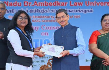 Thiru.R.N.Ravi, Hon’ble Governor of Tamil Nadu & Chancellor, Tamil Nadu Dr.Ambedkar Law University presided over the inaugural session of the one day consortium on 'Constitution Day Celebrations' and felicitated the winners of various competitions conducted for the Law Students at the function held at the University Auditorium, The Tamil Nadu Dr. Ambedkar Law University, Perungudi Campus, Chennai - 26.11.2025.