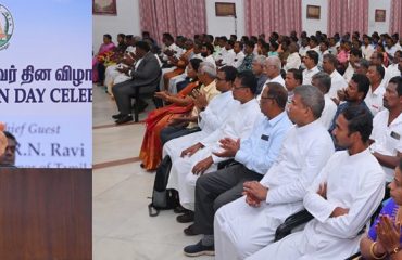 Thiru. R.N.Ravi, Hon’ble Governor of Tamil Nadu, felicitated fifteen Fishermen for their remarkable contributions towards Nation, and addressed hundreds of members of fishers community, fishers associations, entrepreneurs and stakeholders at World Fishermen Day - 2025 celebration held at Bharathiar Mandapam, Raj Bhavan, Chennai - 24.11.2025.
