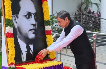 Thiru.R.N.Ravi, Hon'ble Governor of Tamil Nadu, along with students of TI School paid floral triubutes to Dr. B.R. Ambedkar on the occassion of his 70th Mahaparinirvan Diwas (Memorial Day) at Lok Bhavan, Chennai - 06.12.2025.