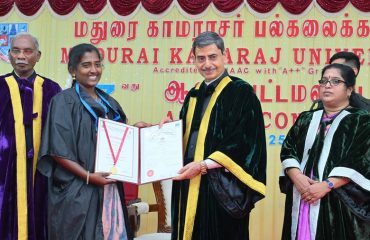 Thiru. R.N.Ravi, Hon’ble Governor of Tamil Nadu and Chancellor of the Madurai Kamaraj University, Madurai presented the medals and degrees to 62,384 students at the 57th Annual Convocation of the Madurai Kamaraj University conducted at Dr. Mu. Varatharasanar Arangu, Palkalai Nagar, Madurai - 12.12.2025. Chief Guest, Dr. K.Sivan, Distinguished Professor, Vikram Sara Bhai Space Centre and Former Chairman & Secretary, ISRO and Tmt. E.Sundaravalli, I.A.S, Commissioner of Collegiate Education, Govt. of Tamil Nadu & Convener-Syndicate Committee,Madurai Kamaraj University and other dignitaries were present.