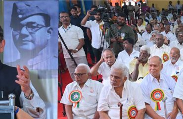 Thiru. R. N. Ravi, Hon’ble Governor of Tamil Nadu, along with INA veterans, freedom fighters, and members of INA families, participated in the Parakram Diwas celebrations marking the 129th Birth Anniversary of Netaji Subhas Chandra Bose, organised by the All India Azad Hind Fauj (IIL-INA-RJ) Association, Chennai. He felicitated the INA veterans and addressed the gathering. The function was held at Netaji Bhavan, Padiyanallur, Chennai - 23.01.2026.