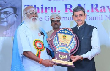 Thiru. R. N. Ravi, Hon’ble Governor of Tamil Nadu, along with INA veterans, freedom fighters, and members of INA families, participated in the Parakram Diwas celebrations marking the 129th Birth Anniversary of Netaji Subhas Chandra Bose, organised by the All India Azad Hind Fauj (IIL-INA-RJ) Association, Chennai. He felicitated the INA veterans and addressed the gathering. The function was held at Netaji Bhavan, Padiyanallur, Chennai - 23.01.2026.