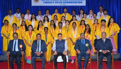 Thiru. R.N.Ravi, Hon’ble Governor of Tamil Nadu and Chancellor, Tamil Nadu Veterinary and Animal Sciences University presented the medals and degrees to 699 students at 25th convocation of Tamil Nadu Veterinary and Animal Sciences University at Anna Auditorium, Madras Veterinary College, Vepery, Chennai - 24.01.2026. Dr. Niranjan Kalita, Vice-Chancellor, Assam Veterinary and Fishery University participated as chief guest and delivered the convocation address. Dr. R. Narendra Babu, Registrar and Vice-Chancellor (i/c), Tamil Nadu Veterinary and Animal Sciences University and other dignitaries were present.
