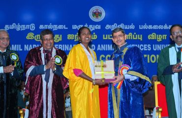 Thiru. R.N.Ravi, Hon’ble Governor of Tamil Nadu and Chancellor, Tamil Nadu Veterinary and Animal Sciences University presented the medals and degrees to 699 students at 25th convocation of Tamil Nadu Veterinary and Animal Sciences University at Anna Auditorium, Madras Veterinary College, Vepery, Chennai - 24.01.2026. Dr. Niranjan Kalita, Vice-Chancellor, Assam Veterinary and Fishery University participated as chief guest and delivered the convocation address. Dr. R. Narendra Babu, Registrar and Vice-Chancellor (i/c), Tamil Nadu Veterinary and Animal Sciences University and other dignitaries were present.