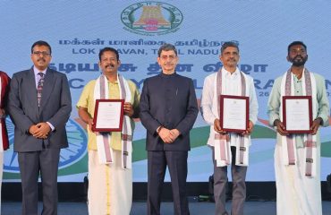 Thiru. R.N.Ravi, Hon'ble Governor of Tamil Nadu presented 'Governor's Award - 2025' to five awardees for their outstanding services to the society and the Nation under the categories of 'Social Service' and 'Environment Protection' with citation and cash prize at Republic Day 'At Home' reception at Lok Bhavan, Chennai - 26.01.2026.