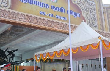 Thiru. R.N.Ravi, Hon'ble Governor of Tamil Nadu, unfurled the National flag on the occasion of Republic Day at Marina, Chennai - 26.01.2026. First Lady of Tamil Nadu Tmt. Laxmi Ravi, Thiru. M.K.Stalin, Hon'ble Chief Minister of Tamil Nadu and other dignitaries were present.