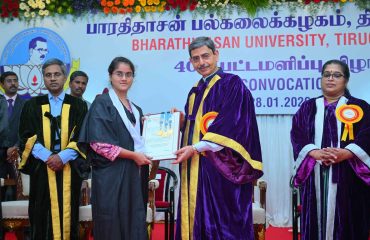 Thiru. R.N.Ravi, Hon’ble Governor of Tamil Nadu and Chancellor, Bharathidasan University presented the medals and degrees to 97,598 students at 40th Convocation of the Bharathidasan University at University Convocation Hall, Bharathidasan University, Tiruchirappalli - 28.01.2026. Prof. G. Kannabiran, Director, National Assessment and Accreditation Council, Bengaluru participated as chief guest and delivered the convocation address. Tmt. E.Sundaravalli, I.A.S., Commissioner of Collegiate Education, Government of Tamil Nadu and other dignitaries were present.