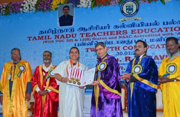 Thiru.R.N.Ravi, Hon’ble Governor of Tamil Nadu and Chancellor, Tamil Nadu Teachers Education University presented the medals and degrees to 77,201 students at 12th Convocation of the Tamil Nadu Teachers Education University at Convocation Hall, Academic Block, Tamil Nadu Open University, Saidapet, Chennai on 30.01.2026. Dr.P.Veeramuthuvel, Director, Directorate of Special Projects, Indian Space Research Organisation, Bengaluru participated as chief guest and delivered the convocation address. Dr. P. Sankar, I.A.S., Secretary to Government, Department of Higher Education, Government of Tamil Nadu and other dignitaries were present.