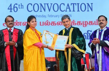 Thiru. R.N.Ravi, Hon’ble Governor of Tamil Nadu and Chancellor, Anna University presented the medals and degrees to 1,50,495 students at 46th Annual Convocation of the Anna University at Vivekananda Auditorium, Anna University, Chennai - 04.02.2026. Dr.Mylswamy Annadurai, Former Director, Satellite Centre, Indian Space Research Organisation participated as chief guest and delivered the convocation address. Dr.P.Sankar, I.A.S., Secretary to Government, Department of Higher Education, Government of Tamil Nadu and other dignitaries were present.