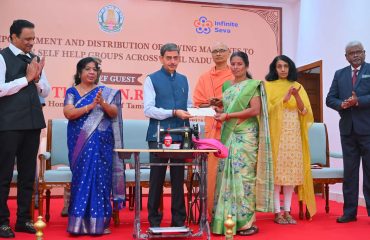 Thiru. R.N.Ravi, Hon'ble Governor of Tamil Nadu distributed the Sewing Machines to 533 Women beneficiaries of Self Help Groups organised by Infinite Seva, Chennai at the Mega Sewing Machines distribution function - 2026 held at Lok Bhavan, Chennai - 21.02.2026.