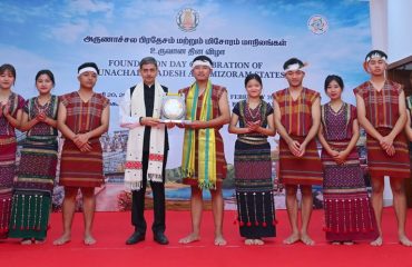Thiru. R.N. Ravi, Hon'ble Governor of Tamil Nadu felicitated the cultural artists for their spectacular dance performances of Arunachal Pradesh Cultural Dance performed by Arunachal Pradesh Students Association,Chennai, Apatani Dance ,Arunachal Pradesh and Pawhlohtlawh and Sarlamkai of Mizoram held on the occasion of the Foundation Day Celebration of Arunachal Pradesh and Mizoram States at Bharathiar Mandapam, Lok Bhavan, Chennai - 20.02.2026.