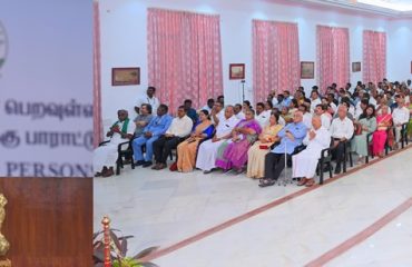 Thiru. R.N.Ravi, Hon'ble Governor of Tamil Nadu, felicitated the distinguished persons from Tamil Nadu who are conferred with Padma Awards - 2026 for their impeccable achievements and transformative contributions that are shaping the nation, inspiring generations and elevating excellence to new heights at Bharathiar Mandapam, Lok Bhavan, Chennai - 23.02.2026. Dr Kallipatti Ramasamy Palaniswamy (Padma Bhushan Award for Medicine), Thiru. S.K.M.Maeilanandhan (Padma Bhushan Award for Social Work), Dr H.V.Hande (Padma Shri Award for Medicine), Tmt. Sivasankari (Padma Shri Award for Literature and Education), Dr K.Ramasamy (Padma Shri Award for Science & Engineering), Thiruvaarur Thiru. Bakthavathsalam (Padma Shri Award for Art), Prof. V.Kamakoti (Padma Shri Award for Science & Engineering), Othuvaar Thiruthani Thiru. N.Swaminathan (Padma Shri Award for Art), Thiru. Punniamurthy Natesan (Padma Shri Award for Medicine), Spouse of Late Thiru. Krishnan (Padma Shri Award for Art) on his behalf, Thiru. Rajastapathi Kaliappa Goundar (Padma Shri Award for Art), Tmt. Gayatri Balasubramanian (Padma Shri Award for Art), Tmt. Ranjani Balasubramanian (Padma Shri Award for Art) was felicitated during the function.