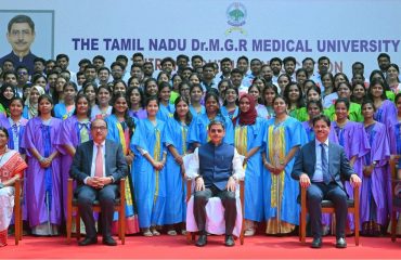 Thiru. R.N.Ravi, Hon’ble Governor of Tamil Nadu and Chancellor, The Tamil Nadu Dr. M.G.R. Medical University presented the medals and degrees to 50,159 students at 38th Convocation of the The Tamil Nadu Dr. M.G.R. Medical University at Silver Jubilee Auditorium, The Tamil Nadu Dr. M.G.R. Medical University, Chennai on 27.02.2026. Prof. Dr. R.K. Dhiman, Director, Sanjay Gandhi Postgraduate Institute of Medical Sciences, Lucknow participated as chief guest and delivered the convocation address. Prof. Dr. K. Narayanasamy, Vice-Chancellor, The Tamil Nadu Dr. M.G.R. Medical University and other dignitaries were present.