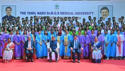 Thiru. R.N.Ravi, Hon’ble Governor of Tamil Nadu and Chancellor, The Tamil Nadu Dr. M.G.R. Medical University presented the medals and degrees to 50,159 students at 38th Convocation of the The Tamil Nadu Dr. M.G.R. Medical University at Silver Jubilee Auditorium, The Tamil Nadu Dr. M.G.R. Medical University, Chennai on 27.02.2026. Prof. Dr. R.K. Dhiman, Director, Sanjay Gandhi Postgraduate Institute of Medical Sciences, Lucknow participated as chief guest and delivered the convocation address. Prof. Dr. K. Narayanasamy, Vice-Chancellor, The Tamil Nadu Dr. M.G.R. Medical University and other dignitaries were present.