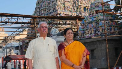 Thiru. Rajendra Vishwanath Arlekar, Hon’ble Governor of Tamil Nadu, along with the First Lady of Tamil Nadu, Tmt. Anagha Arlekar and family members had the divine darshan of Arulmigu Kapaleeswarar at the Arulmigu Kapaleeswarar Temple, Mylapore, Chennai - 12.03.2026.