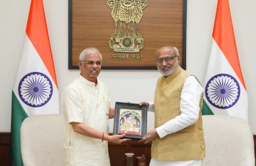 Thiru. Rajendra Vishwanath Arlekar, Hon’ble Governor of Tamil Nadu after assuming charge as Governor of Tamil Nadu called on Thiru. C.P.Radhakrishnan, Hon’ble Vice-President of India at Sansad Bhawan, New Delhi - 30.03.2026.