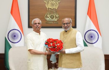 Thiru. Rajendra Vishwanath Arlekar, Hon’ble Governor of Tamil Nadu after assuming charge as Governor of Tamil Nadu called on Thiru. C.P.Radhakrishnan, Hon’ble Vice-President of India at Sansad Bhawan, New Delhi - 30.03.2026.