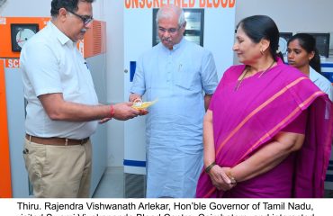 Thiru. Rajendra Vishwanath Arlekar, Hon’ble Governor of Tamil Nadu, visited Swami Vivekananda Blood Centre, Coimbatore, and interacted with the officials and reviewed the blood bank facilities and services at Coimbatore - 05.04.2026