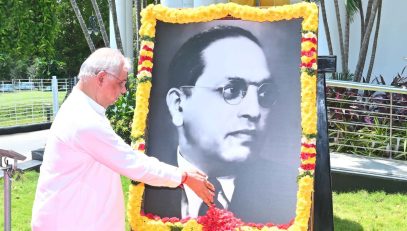 Thiru. Rajendra Vishwanath Arlekar, Hon'ble Governor of Tamil Nadu paid floral tributes to Bharat Ratna Dr. B.R. Ambedkar on his birth anniversary at Dr. B.R. Ambedkar statue, Lok Bhavan, Chennai - 14.04.2026.