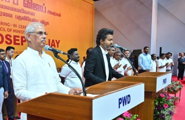 Thiru.C. Joseph Vijay, was sworn in as Chief Minister of Tamil Nadu ,Thiru.Rajendra Vishwanath Arlekar, Hon'ble Governor of Tamil Nadu, administered the oath of office to Thiru.C. Joseph Vijay, on 10.05.2026 at the Swearing in Ceremony held at Nehru Indoor Stadium, Chennai.