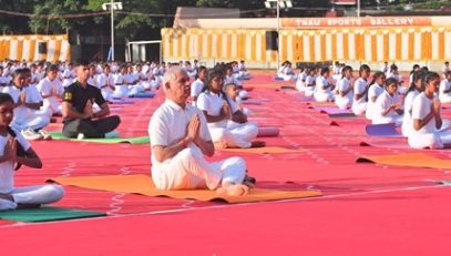 Thiru. Rajendra Vishwanath Arlekar, Hon’ble Governor of Tamil Nadu, along with over 1,500 students, participated in the 12th International Day of Yoga 2026 celebrations at the University Ground of Tamil Nadu Agricultural University, Coimbatore on 21.06.2026. The Hon’ble Governor practiced key yoga asanas along with the students and shared deeper insights into the importance of Yoga and its role in promoting holistic health and well-being.
