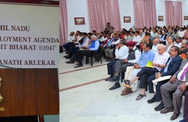 Thiru. Rajendra Vishwanath Arlekar, Hon’ble Governor of Tamil Nadu, presided over the seminar on “Tamil Nadu’s Growth and Employment Agenda on the Journey towards Viksit Bharat @2047,” held at Bharathiar Mandapam, Lok Bhavan, Chennai - 29.06.2026. Prof. S. Mahendra Dev, Chairman, Economic Advisory Council to the Hon’ble Prime Minister of India, delivered the keynote address at the seminar.