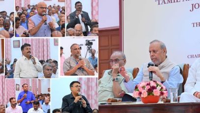 Thiru. Rajendra Vishwanath Arlekar, Hon’ble Governor of Tamil Nadu, presided over the seminar on “Tamil Nadu’s Growth and Employment Agenda on the Journey towards Viksit Bharat @2047,” held at Bharathiar Mandapam, Lok Bhavan, Chennai - 29.06.2026. Prof. S. Mahendra Dev, Chairman, Economic Advisory Council to the Hon’ble Prime Minister of India, delivered the keynote address at the seminar.