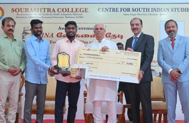 Thiru. Rajendra Vishwanath Arlekar, Hon’ble Governor of Tamil Nadu participated as Chief Guest and felicitated the award winners at the Award Ceremony function of INA ‘Vergalai Thedi’ Essay / Short-Film Competition function at Sourashtra College, Madurai - 02.07.2026.