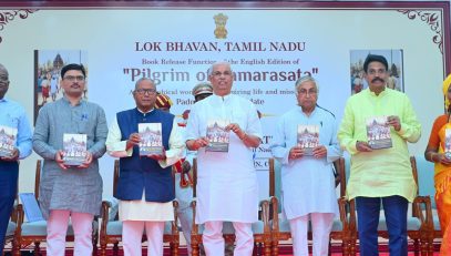 Thiru. Rajendra Vishwanath Arlekar, Hon’ble Governor of Tamil Nadu, participated as Chief guest and released the book “PILGRIM OF SAMARASATA”: A BIOGRAPHICAL WORK ON THE INSPIRING LIFE AND MISSION OF PADMASHRI BHIKU IDATE at the function held at Bharathiar Mandapam, Lok Bhavan, Chennai - 04.07.2026.