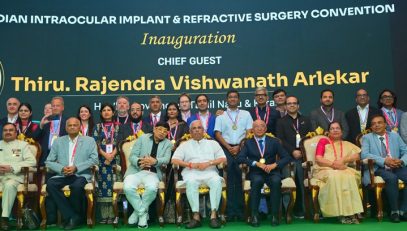 Thiru. Rajendra Vishwanath Arlekar, Hon’ble Governor of Tamil Nadu, participated as chief guest and presented the awards to the Indian , International and INDIAN INTRAOCULAR IMPLANT & REFRACTIVE SURGERY CONVENTION awards to the Awardees at the function of Indian Intraocular Implant & Refractive Surgery Convention - 2026 held at Rajendra Hall, Hotel ITC Grand Chola, Chennai - 04.07.2026.