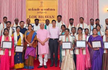 Thiru. Rajendra Vishwanath Arlekar, Hon'ble Governor of Tamil Nadu, presided over the Kashi Tamil Sangamam 4.0 - 2025 Felicitation Ceremony and felicitated the Prize winners, jury members of the competition and organisers of Kashi Tamil Sangamam 4.0 - 2026 at the function held at Bharathiar Mandapam, Lok Bhavan, Chennai - 10.07.2026.
